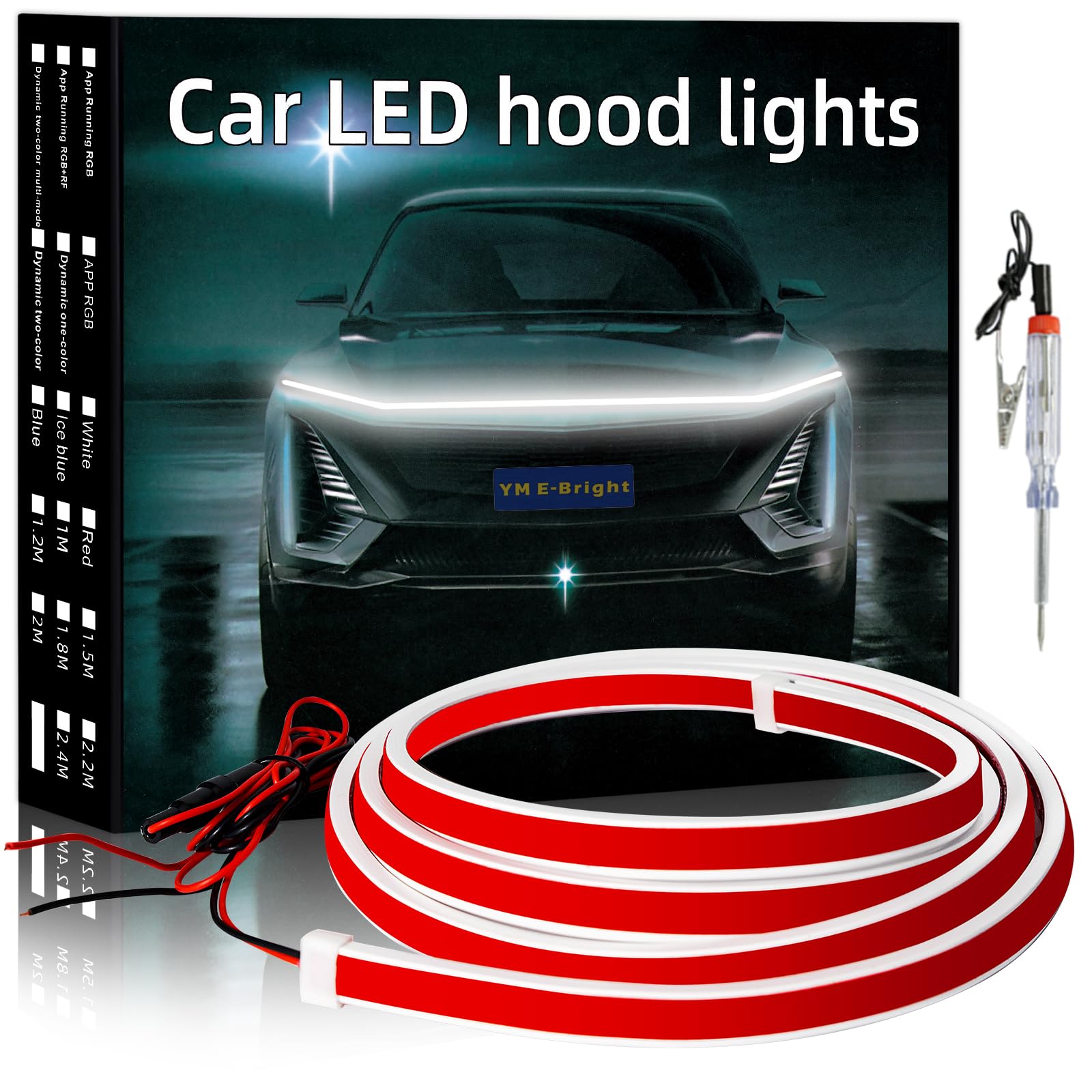 

Светодиодная лента для автомобиля 12 В, бегущая светодиодная лента на капот, дневной ходовой белый свет, лента, свет, свет, ДХО, грузовик, внедорожник, ультратонкая, водонепроницаемая, силиконовая, универсальная, белый