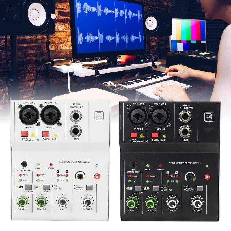 Compactly 2Channel Bluetooth-compatible Audios Mixer With 48V Phantoms Power For Studio Recording And Live Performances