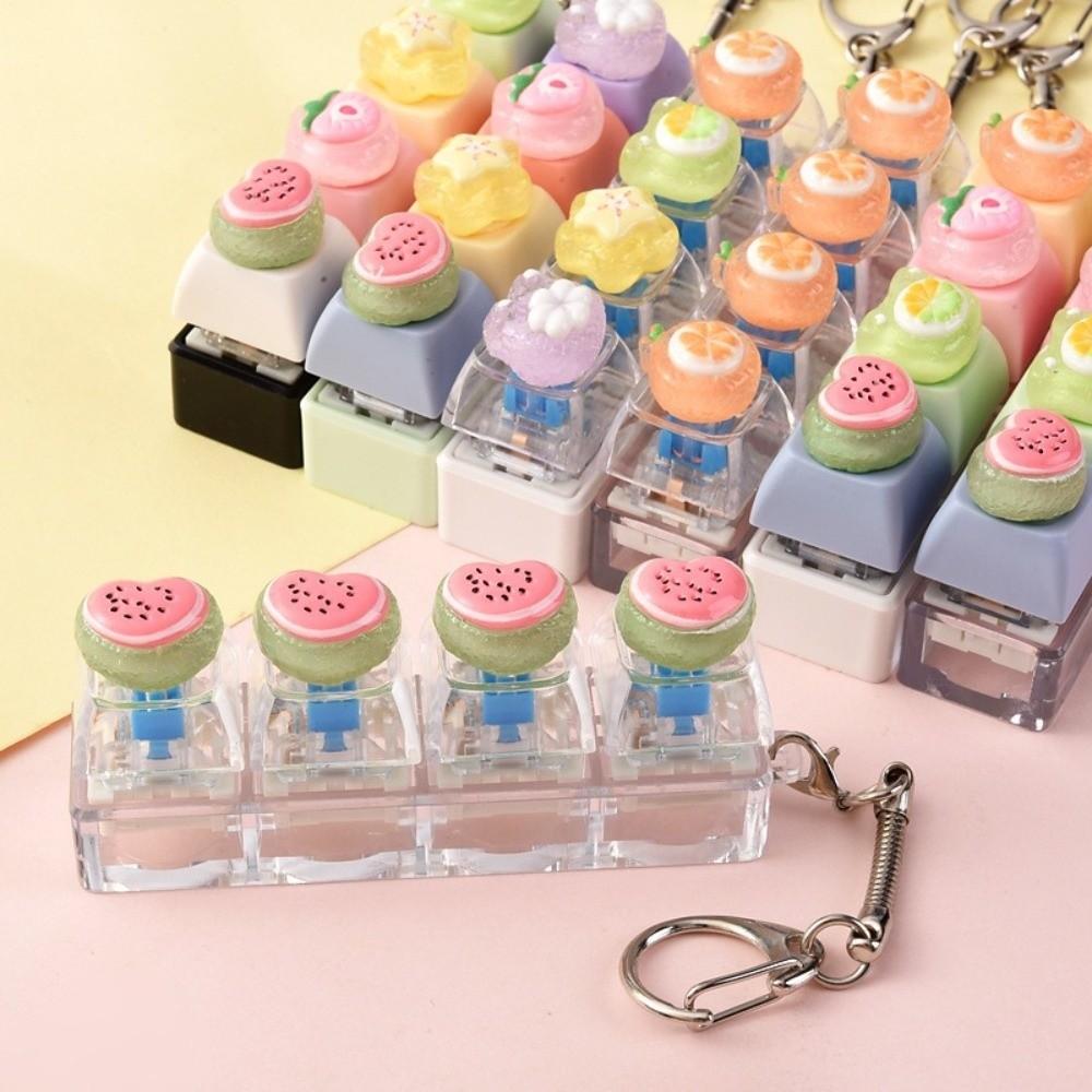 4-Key Reduce Pressure Toy Fruit Push Button Keychain Mini Keychain Pendant Daily Use