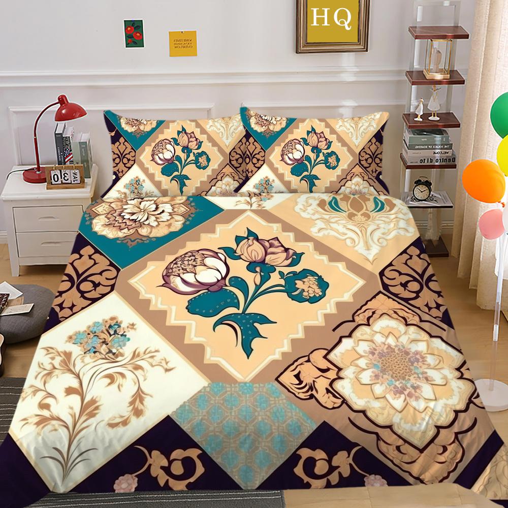 Set Biancheria da Letto per la Casa Lusso Fiore Stampa 3D Copripiumino Set Copripiumino Donna Regina Poliestere Copriletto
