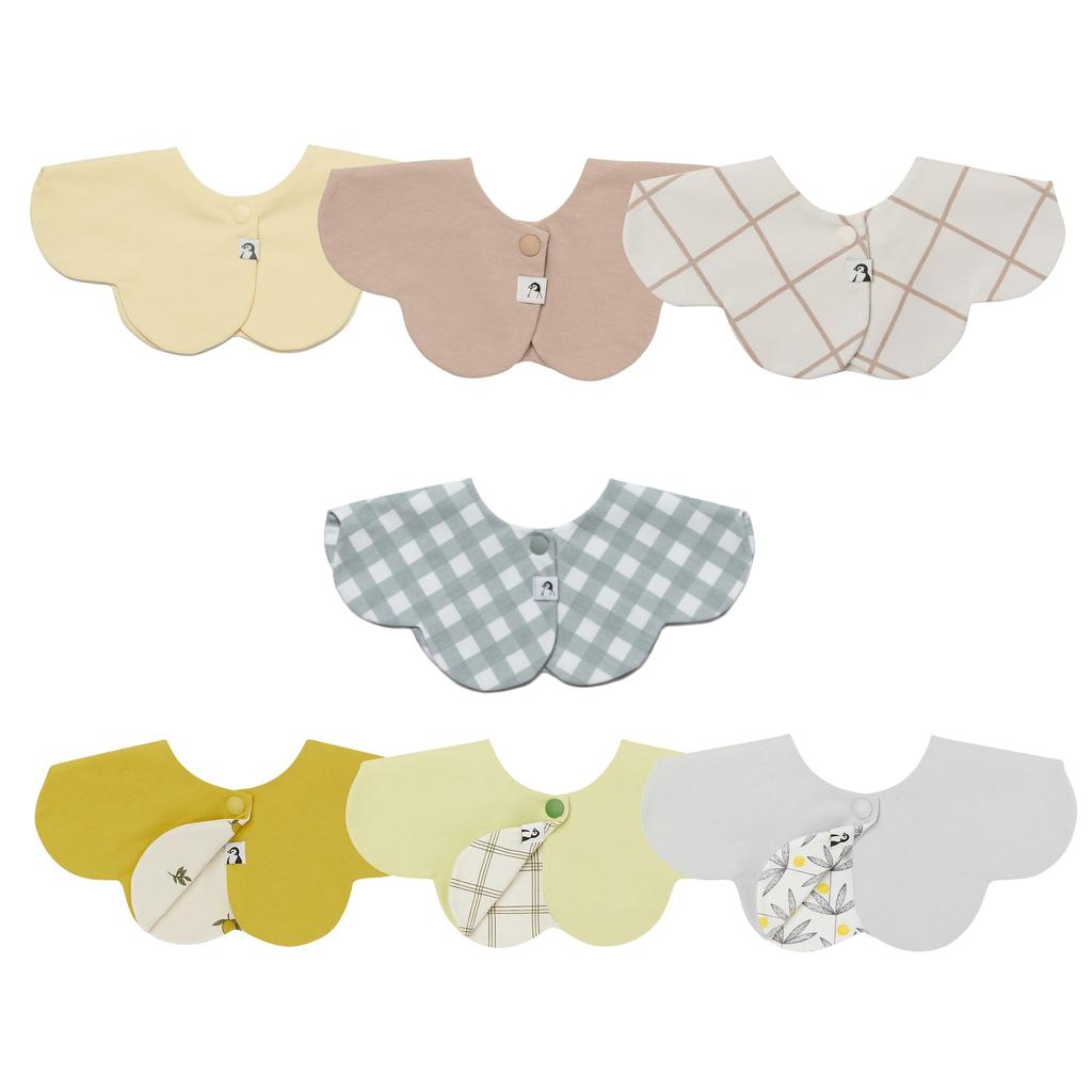 Konny Mix Bib Set Baby Bib Rolling Bib Absorbent and Simple for Girls and Boys Baby Coordination Baby Shower Gift Stylish Present Ivory Sage Yellow