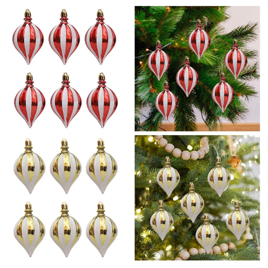 6Pcs Christmas Ball Ornaments Hanging Balls Christmas Tree Decorations Charm Pendants Glitter Decorative Baubles for Festival