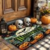 Halloween Pumpkin Cat Print Doormat, Spooky "Happy Halloween" Kitchen Rug, Absorbent Non-Slip Machine Washable Door Mat