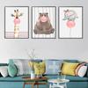 Cartoon Animal Pink Balloon Giraffe Elephant Decorative Painting Simple Home Porch Living Room Painting Canvas Painting Oil