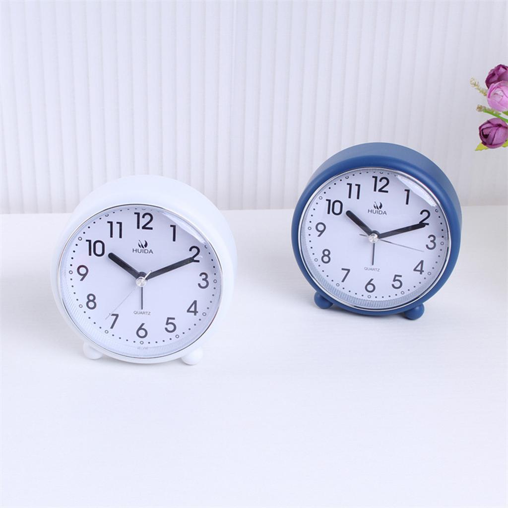 Classic Analog Alarm Clock 4inch Silent Non Ticking with Night Light Battery Powered Old Fashioned Style for Bedside Table