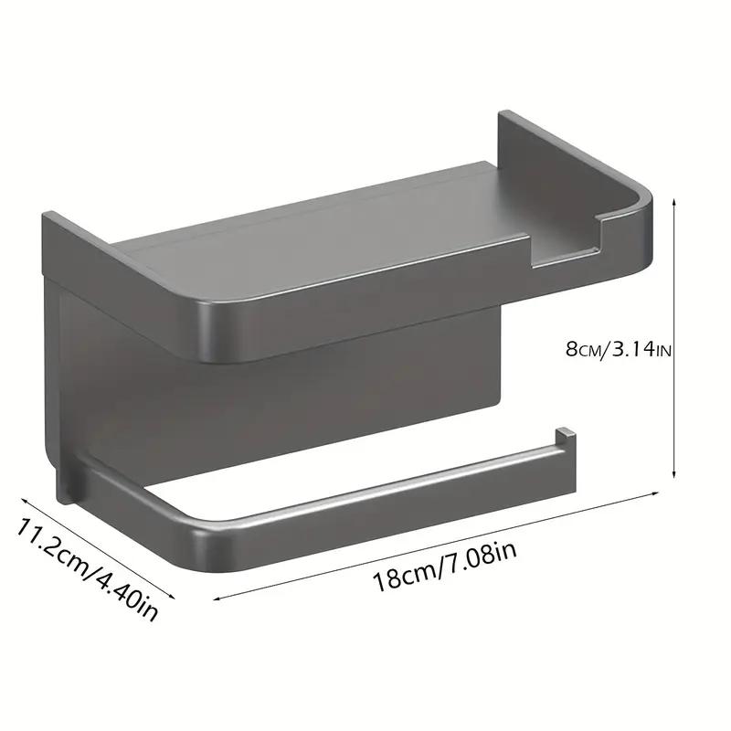 Wall Mounted Toilet Paper Holder Durable ABS Plastic No Drill Adhesive Tissue Rack Space Saving Storage Shelf Waterproof Materia