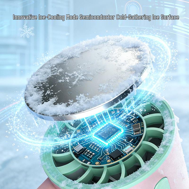 Foldable Handheld Mini Fan: High-Speed Cooling, Rechargeable, Long Battery, Portable with Digital Display and Ice Pack.