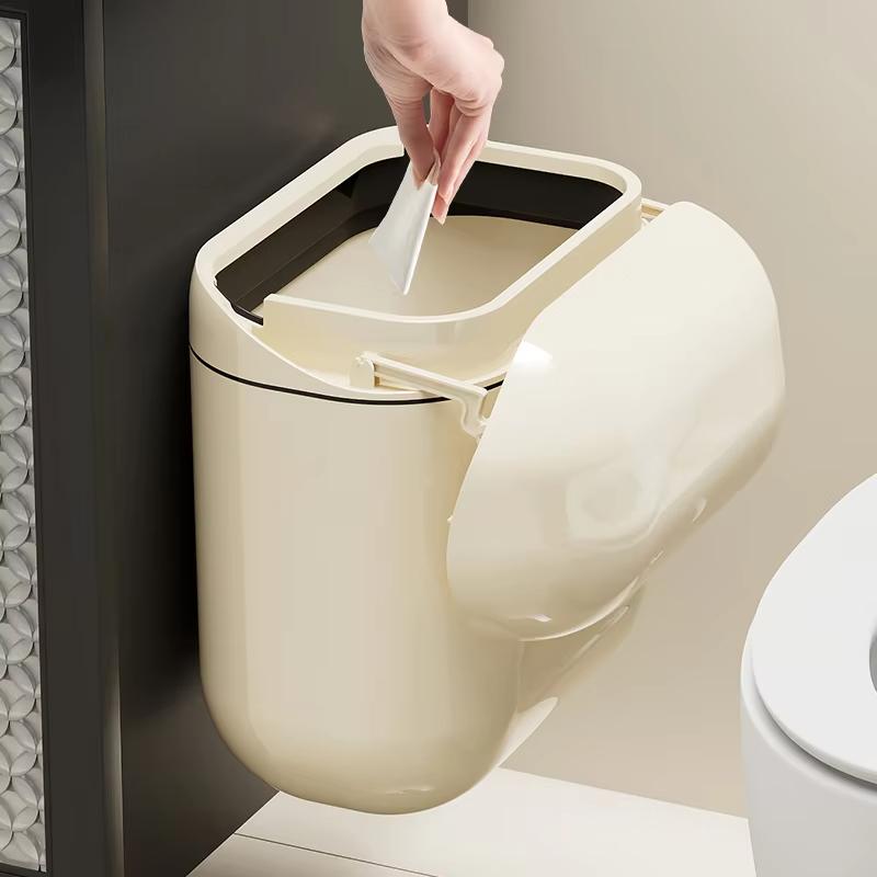 New 9L/12L Household Kitchen, Bathroom Wall Mounted Garbage Can, Narrow Space Large Capacity High Appearance Level Garbage Can