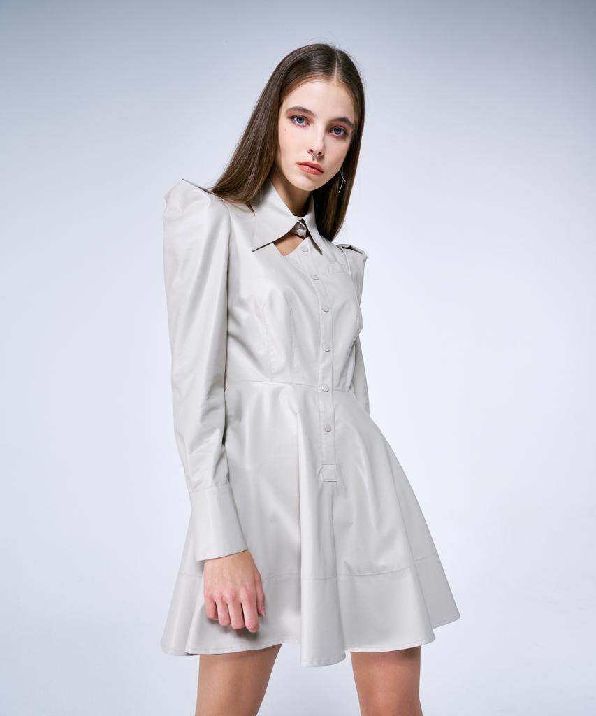 Kwajipyuliti Vegan Leather Flare Dress