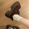 Retro Brown British Style Platform Small Leather Shoes Women's 2025 New Autumn Skirt Versatile French Deep Mouth Single Shoes