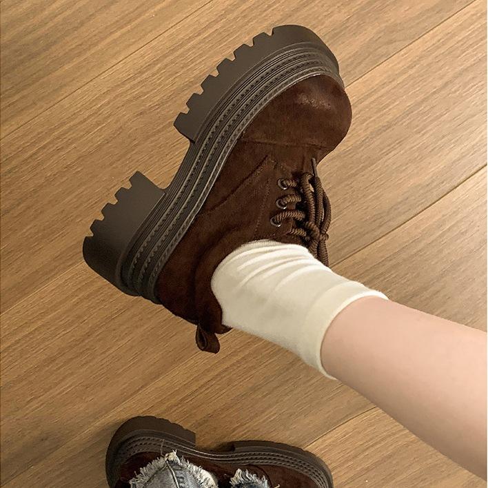 Retro Brown British Style Platform Small Leather Shoes Women's 2025 New Autumn Skirt Versatile French Deep Mouth Single Shoes