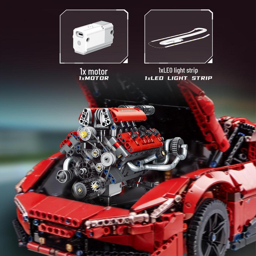 Ferrari V8 Engine Model Kit with App-Controlled Lights & Mechanisms