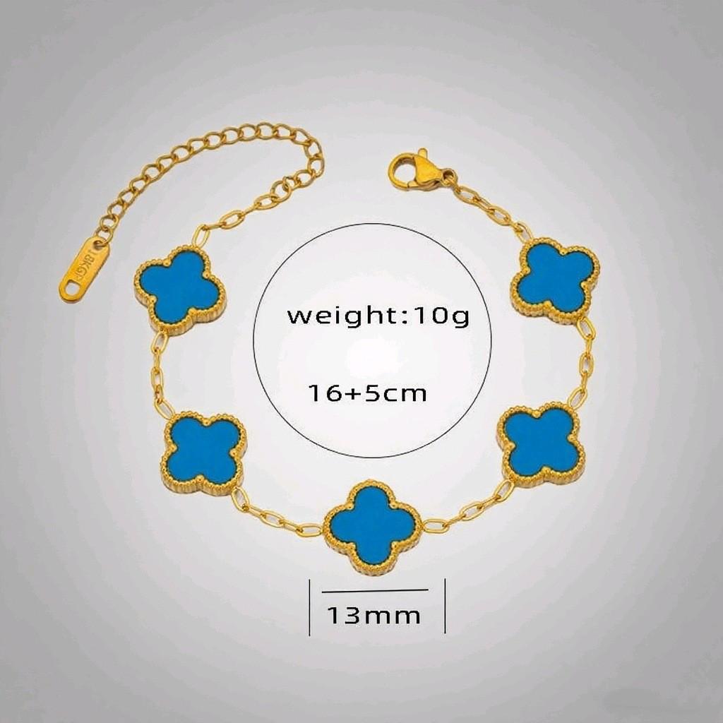 13mm Korean-Style 18k Gold-Plated Double-Sided Shell Four-Leaf Clover Jewelry