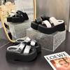 Real soft leather thick-soled women's sandals summer versatile muffin thick-soled and light, small people increase their height with one pedal