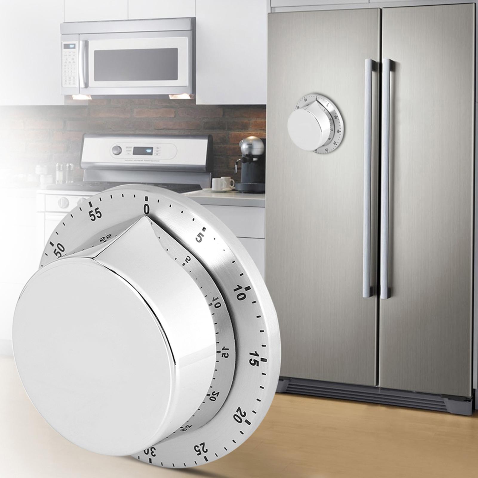 Manual Mechanical Kitchen Timer with Magnetic Base Countdown Cooking Baking Timing Tool Silver