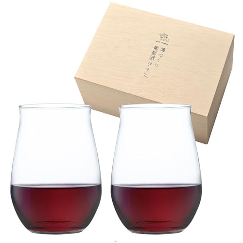 

Toyo Sasaki Glass Thin Wine Glass Set, 415ml, Made in Japan, Dishwasher Safe, Shatter-Resistant, Perfect for Red and White Wine, Gift, Present, Wooden