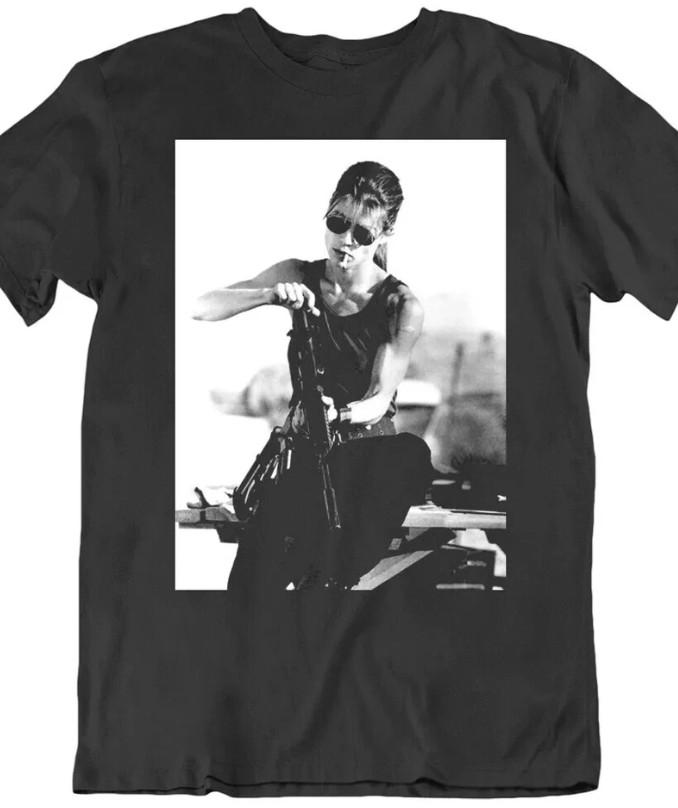 Sarah Connor Terminator 2 T2 Movie Fan V2 Black T Shirt XL