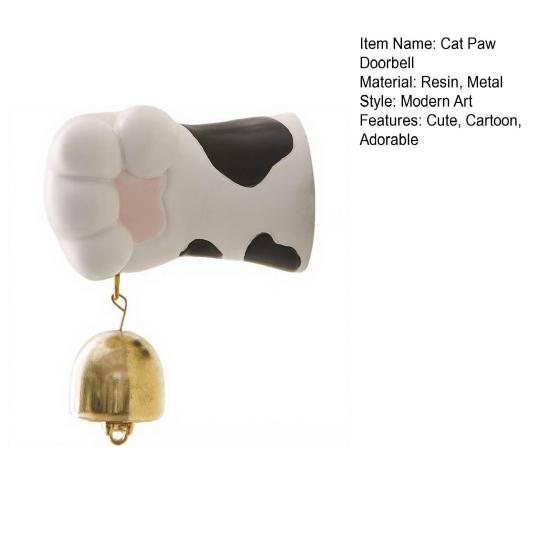 Cute Cat Paw Doorbell Magnetic Resin Cat Paw Decorative Door Chime Wall Mounted Shopkeepers Bell for Home Cafe Restaurant