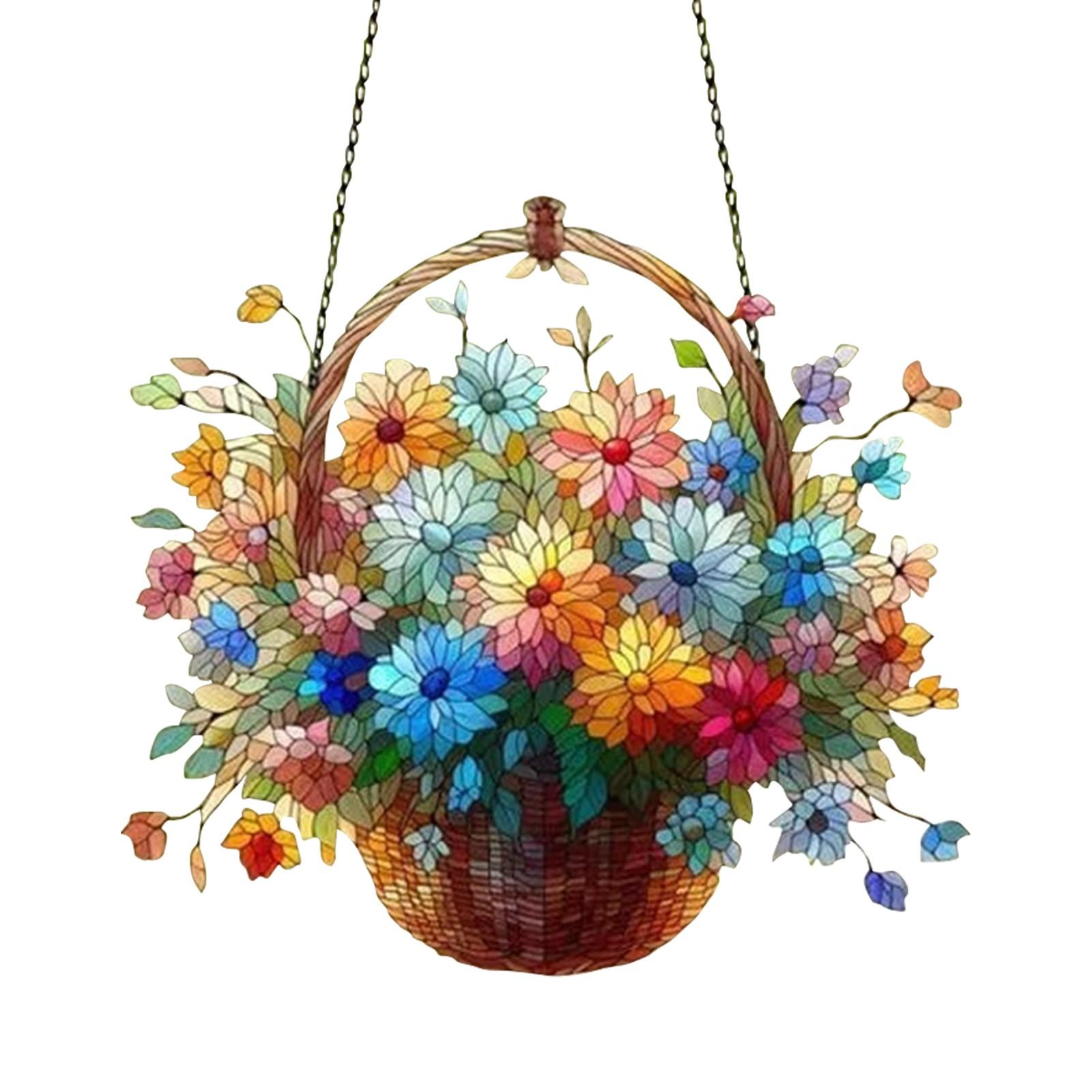 

Art Flower Painted Window Decoration Hanging Acrylic Window Decoration Hanging, Creative Lighting Craft Pendant Light Home Decoration Hanging One Size