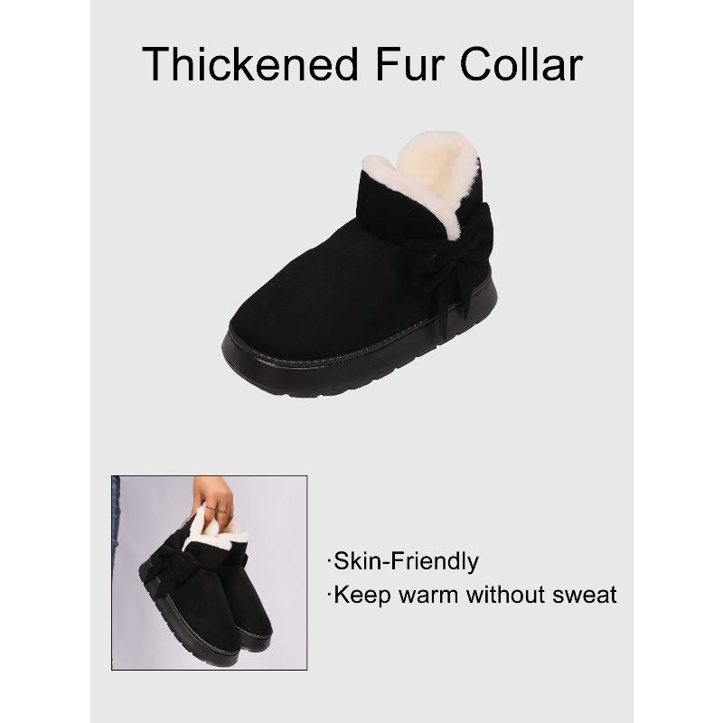 New Cotton Slippers: Fashionable Autumn/Winter Cotton Slippers for Men and Women with Bow Detail Indoor/Outdoor Oversized Warm Shoes