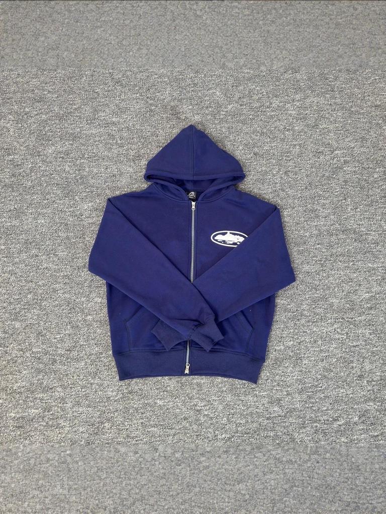 Corteiz Vibe Hip Hop Fleece gevoerde hoodie met rits voor heren