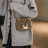 Korean Retro Cute Bear Crossbody Bag Women Brown Plush Small Capacity Mini Shoulder Bag Ladies Cartoon Round Versatile Purse New