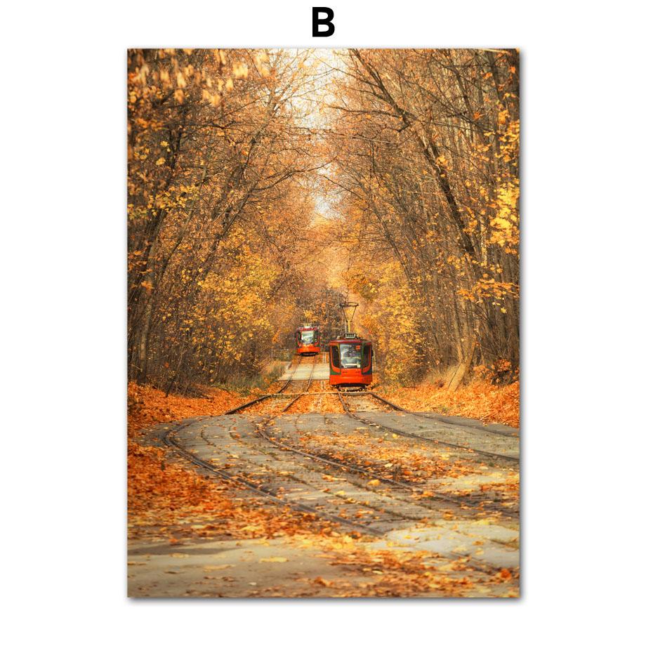 Herbstlandschaft Ahornwald Elch Weizen Schilfblume Eule Poster Drucke Nordische Wandkunst Leinwandmalerei Wohnzimmer Heimdekor