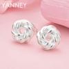 Stylish 925 Sterling Silver Delicate Braided Knotted Round Women's Earrings - Engagement Jewelry Party Accessories