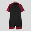 INCERUN Men's Short Sleeve Front Zipper One-Piece Biking Bodysuit Skinsuit Jumpsuits Rompers