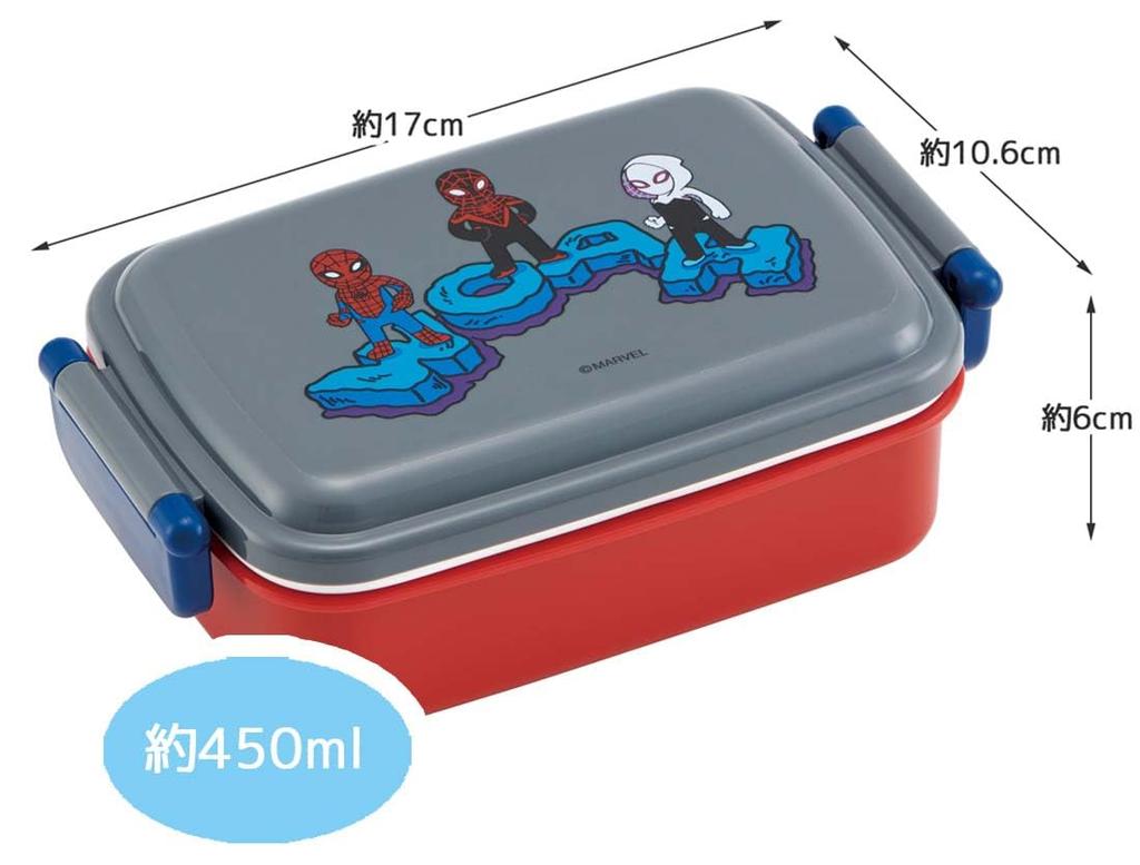 Skater Lunch with a Soft Single Made In Pop Comics Size Children's Box, 450ml, Dome-Shaped Lid, Tier, Japan, Spider-Man Design, Boys' (RBF3ANAG-A)
