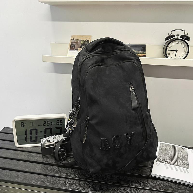 Fashionable College Backpack With Tie Dye And Letter Printing Design Teens For