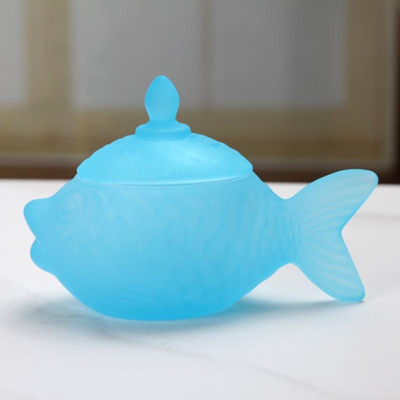 Delicate Fish Themed Glass Jar With Tight Seal Suitable For Storing Sweets Spices Or Office Supplies 16cm Size