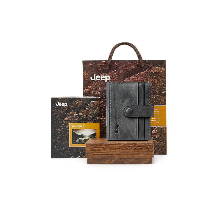 New Jeep Genuine Leather Small Card Holder Men's Light Gray 920040460