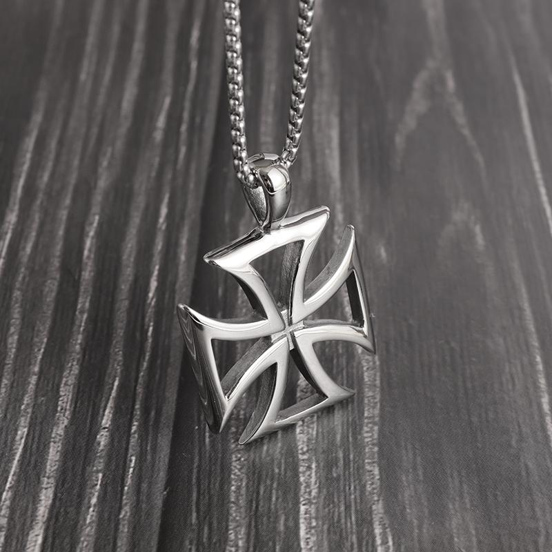 Vintage Templar Cross Necklace for Men Women Crusader Paladin Spiritual Lord's Prayer Pendant