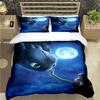 Anime-Themed Dragon Toothless Design Bedding, 3D Digital Print, All-Season Polyester Quilt Cover & 1/2 Pillowcases