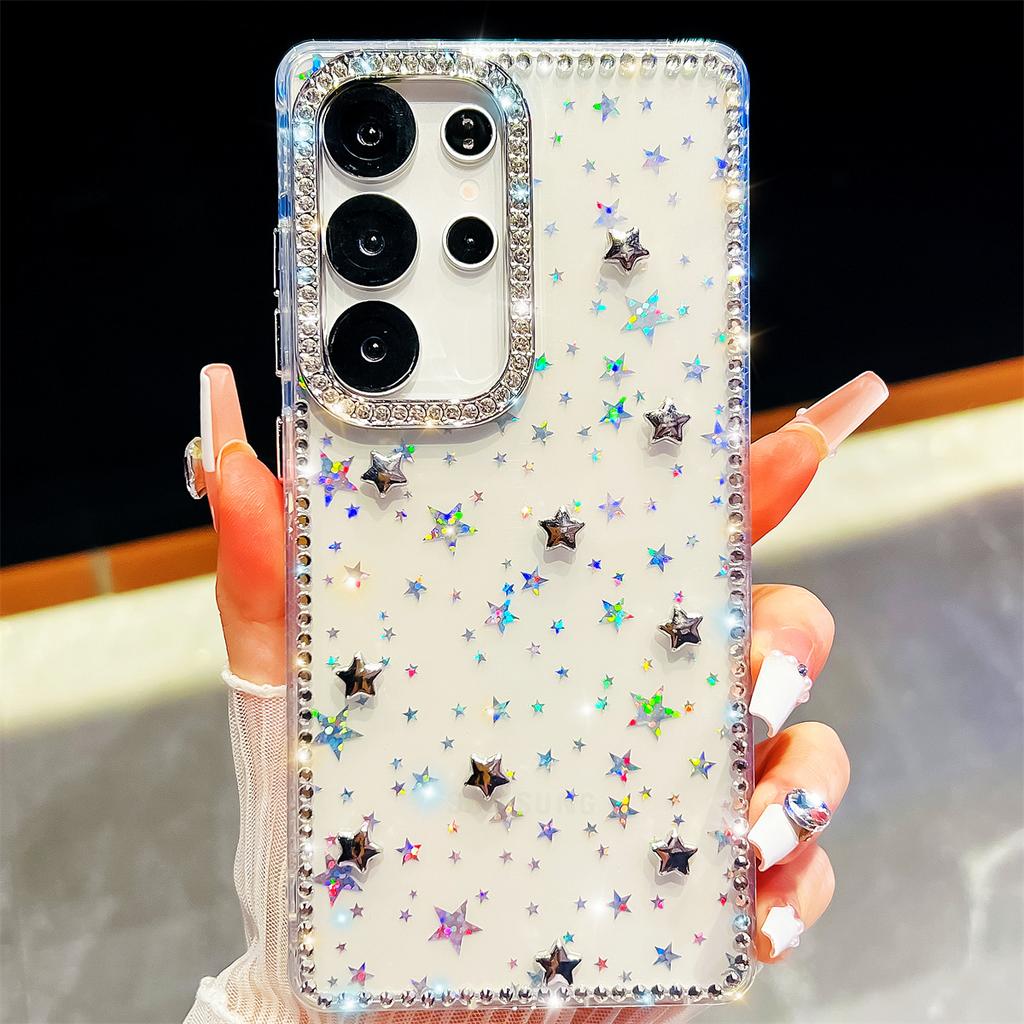 Handmade Sparkly Diamond Star IMD Phone Case, Compatible with Samsung S23 Ultra/S24/S25 & A07/A15/A16/A17/A26/A35/A36/A55/A56