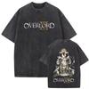 Anime Overlord Albedo Washed Vintage T-shirt Manga Graphic T-shirts Men Women Casual Retro Cotton Short Sleeve Casual Clothing