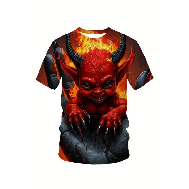 Men s 3D Printed T-shirts, Strong Men s Casual Crew Neck T-shirts, Men s Novelty Pajamas, S
