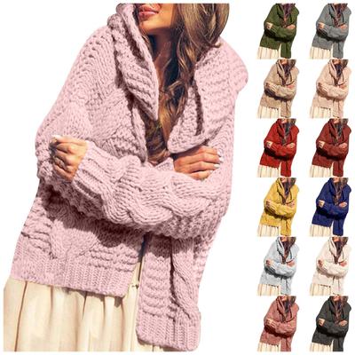 Damen- und Winterjacke Einfarbig Gestrickter Cardigan-Pullover