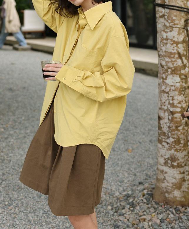 

Женская блузка голубого цвета с длинным рукавом в стиле бойфренда - Весенне-осенний топ для многослойности XL жёлтый