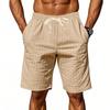 Herren S Leinen Lockerer Schnitt Gestreift Kordelzug Knielang Sommer Shorts