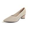Fashion 2025 Pointed Toe Middle Heel Breathable Comfortable Knitted Shoes Women Shallow Mouth Chunky Heel Fashion Zapatos De Mujer Pumps