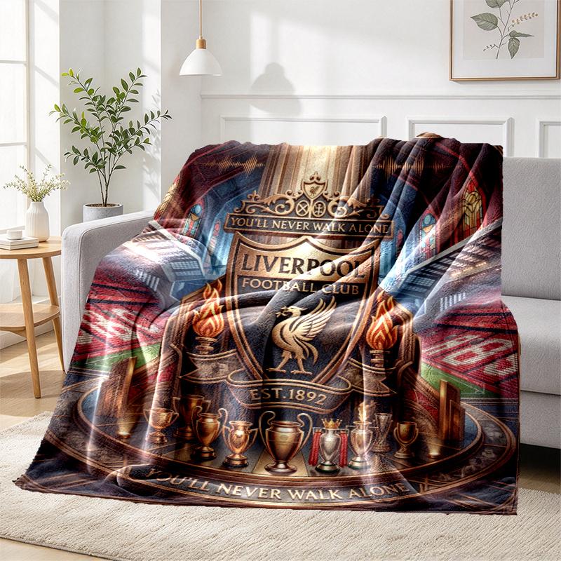 Liverpool Football Club Pattern Blanket for Home Decoration, Bed, Sofa, Car Travel, Camping, Suitable for All Seasons, Birthday Christmas Gift