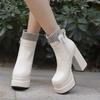 Women's High-heeled Short Boots Sexy European and American Style Autumn and Winter Waterproof Table Thick-heeled Large-size Roman Boots
