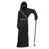 Halloween Dark Ghost Scary Costume with Reaper's Scythe for Kids Red-Eyed Death Scary Costume with Chain for Kids Gifts