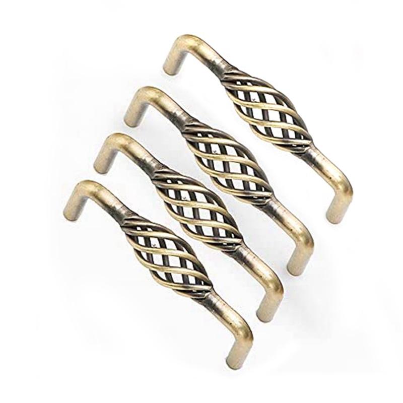 

SHGO-Metal Furniture Vintage Drawer Handles Parts (Hole Spacing 128 Mm) Birdcage Design With Screws Bronze Color 4 Types бронзовий