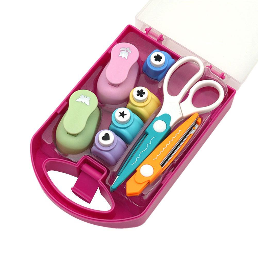 8pcs Box Creative Hole Punch Set Children DIY Scrapbooking Paper Punch Random Pattern Color For Greeting Card Craft Tools