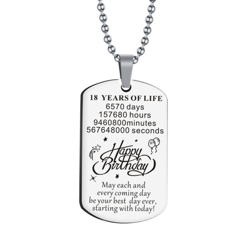 Happy Birthday 18 21 Stainless Steel Pendant May Each and Every Coming Day Be Your Best Day Ever Keychain Charming Jewelry