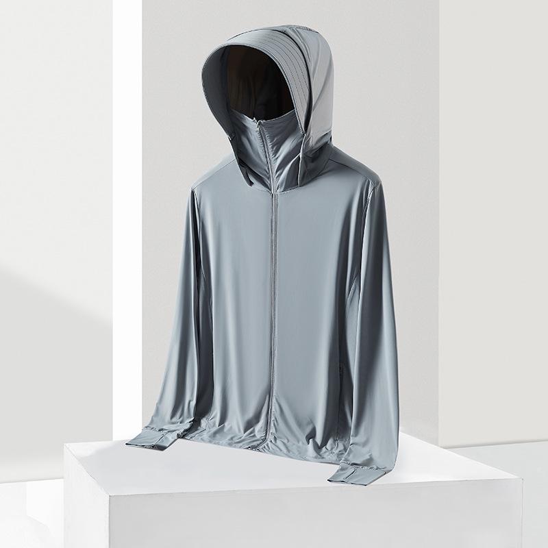 UPF50+ Ice Silk Sun Protection Clothing, Couple Style Anti-UV Hooded, Cooling & Breathable, Unisex Summer Sunscreen Wear.