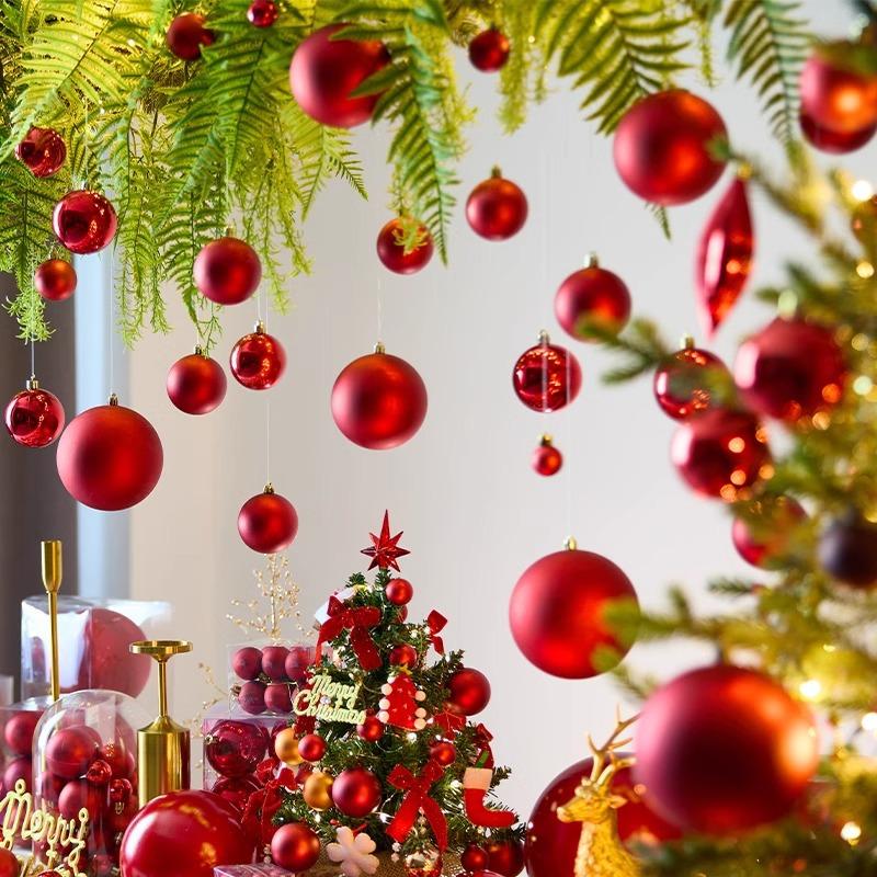 6/12 szt. 3-10 cm Dekoracje świąteczne Czerwone galwanizowane plastikowe bombki choinkowe